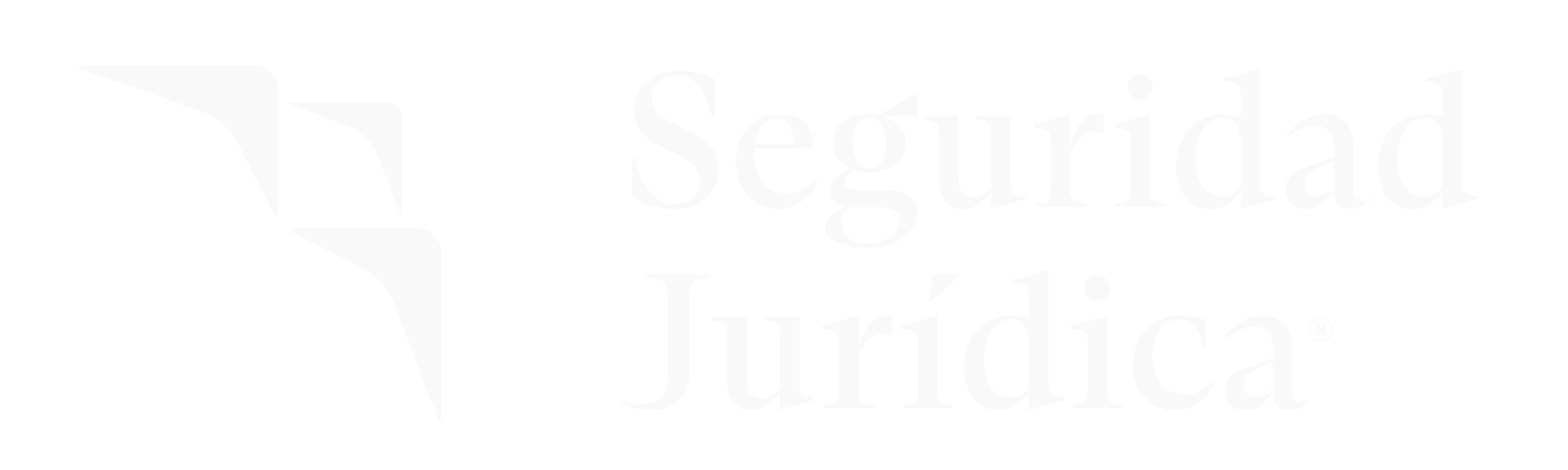 Logo for Seguridad Juridica featuring white abstract shapes on a black background